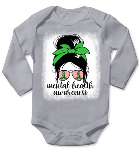 Mental Health Awareness Messy Bun Mental Health Long Sleeve Baby One-Piece