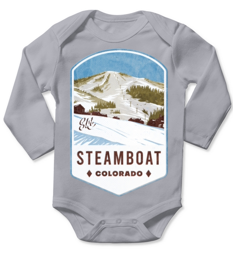 Steamboat Colorado Ski Badge Long Sleeve Baby One-Piece