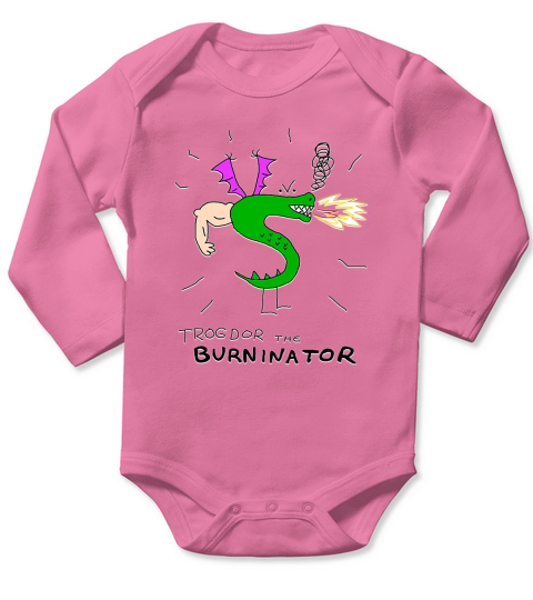 TROGDOR THE BURNINATOR BURNINATOR GEEK GEEKY NERDY INTERNET MEME Long Sleeve Baby One-Piece