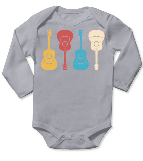 Vintage Guitar Guitarist Band Lover Playing Music Long Sleeve Baby One-Piece