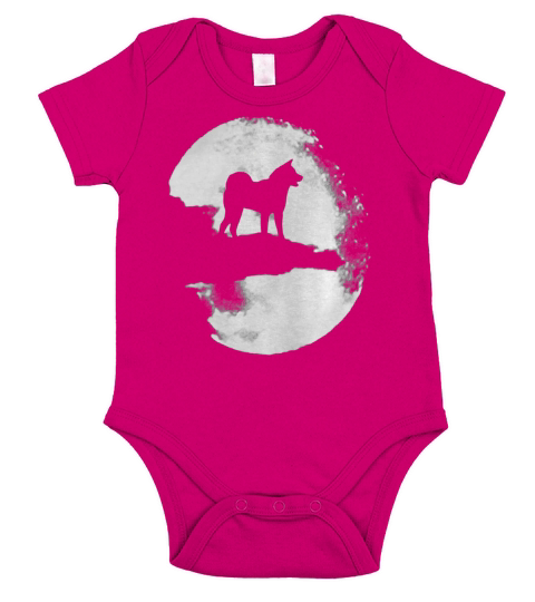 Akita Inu And Moon Halloween T-Shirt Short Sleeve Baby One-Piece