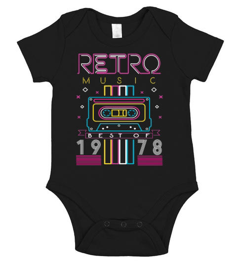 Best Of 1978 Retro Cassette Vintage Birthday Short Sleeve Baby One-Piece