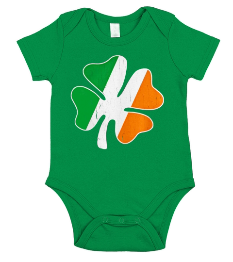 Big Vintage IRISH Flag Shamrock T-Shirt Short Sleeve Baby One-Piece