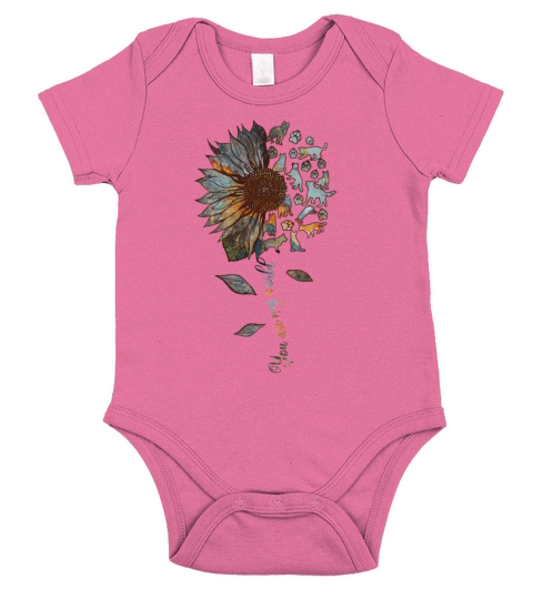 German Shepherd You Are My World Sunflower Graphic Short Sleeve Baby One-Piece