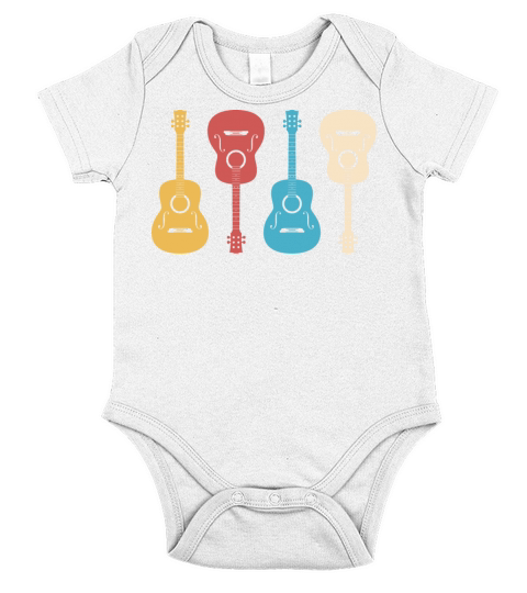 Vintage Guitar Guitarist Band Lover Playing Music Short Sleeve Baby One-Piece