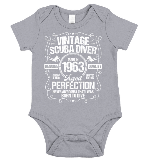 Vintage Scuba Diver 1963 Snorkeling Birthday Short Sleeve Baby One-Piece