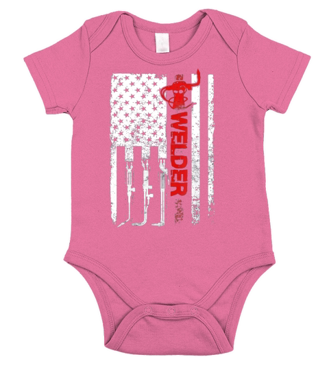 Welder American Flag USA Patriotic Welder shirt Short Sleeve Baby One-Piece