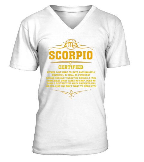 Scorpio Certified TShirt Scorpio Shirt For Birthday V-Neck T-shirt