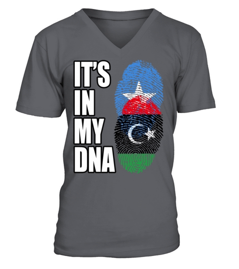 Somali And Libyan Vintage Heritage DNA Flag V-Neck T-shirt