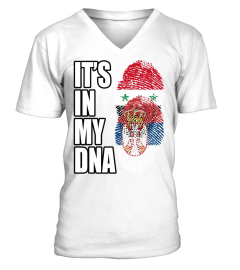 Syrian And Serbian Vintage Heritage DNA Flag V-Neck T-shirt