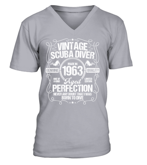 Vintage Scuba Diver 1963 Snorkeling Birthday V-Neck T-shirt