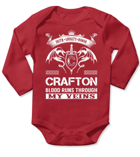 CRAFTON Last Name, Surname Tshirt Long Sleeve Baby One-Piece