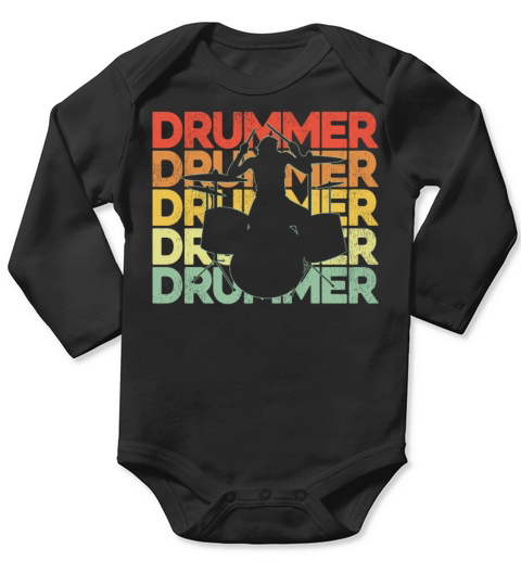 Drummer Drum Set Retro Vintage Long Sleeve Baby One-Piece