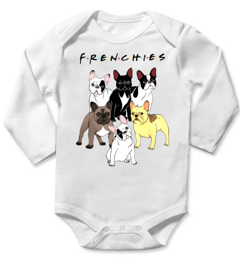 Frenchie Long Sleeve Baby One-Piece