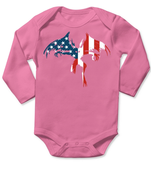 Mothman Cryptid July 4th American Flag Long Sleeve Baby One-Piece