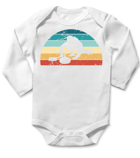 Retro Curling Sunset Vintage sports Sunrise Long Sleeve Baby One-Piece