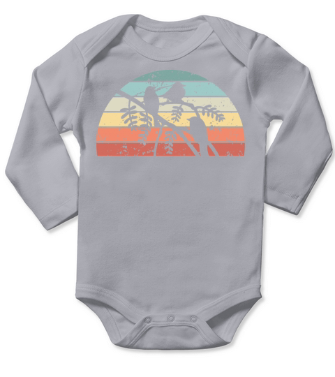 Retro Ornithology Sunset Vintage bird Sunrise Long Sleeve Baby One-Piece