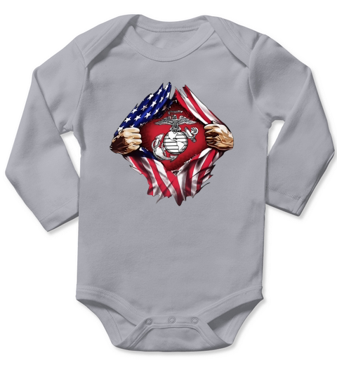 United States Marine Corps American flag shirt Long Sleeve Baby One-Piece
