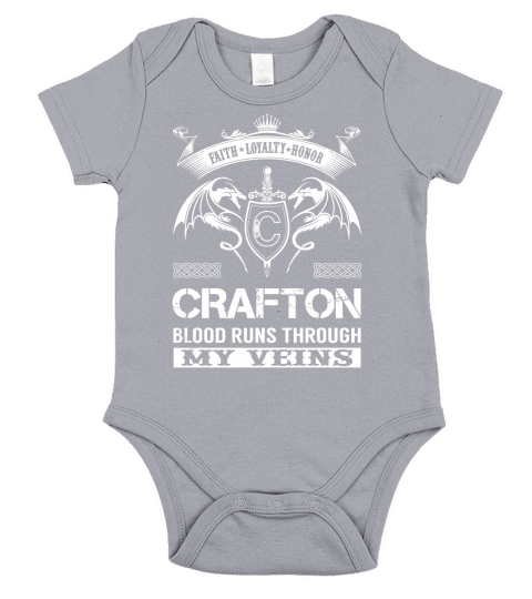 CRAFTON Last Name, Surname Tshirt Short Sleeve Baby One-Piece