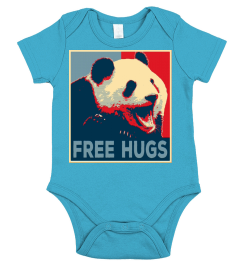Free Hugs Panda Short Sleeve Baby One-Piece