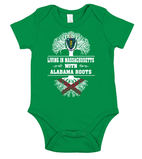 LIVING IN MASSACHUSETTS WITH ALABAMA ROOTS Short Sleeve Baby One-Piece