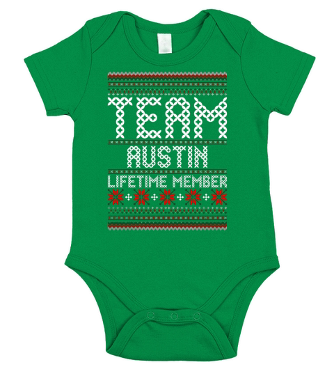 Team Austin Lifetime Member Ugly Christmas Short Sleeve Baby One-Piece