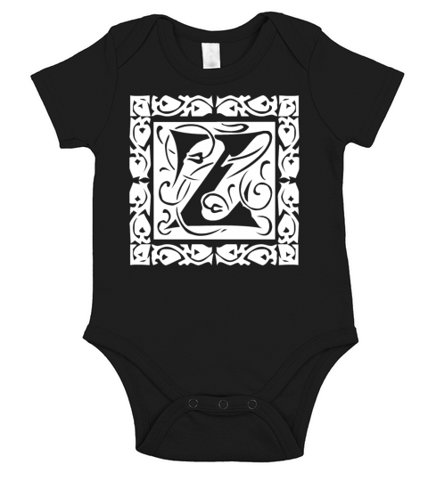 Z Capital Letter Initial Monogram Alphabet Name Short Sleeve Baby One-Piece