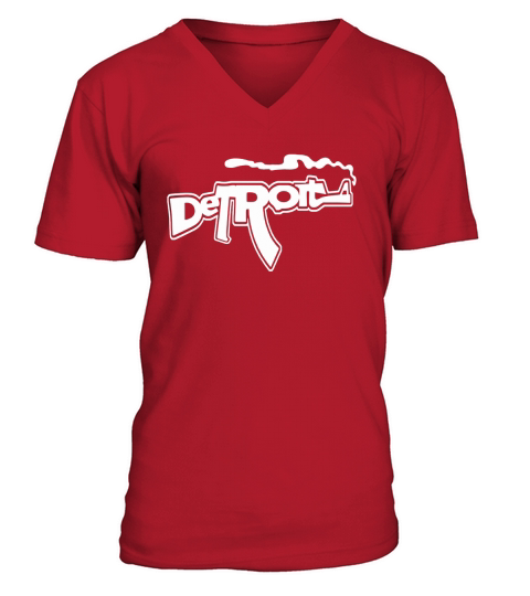 Funny Detroit Smoking Gun (AK version) T-Shirt V-Neck T-shirt