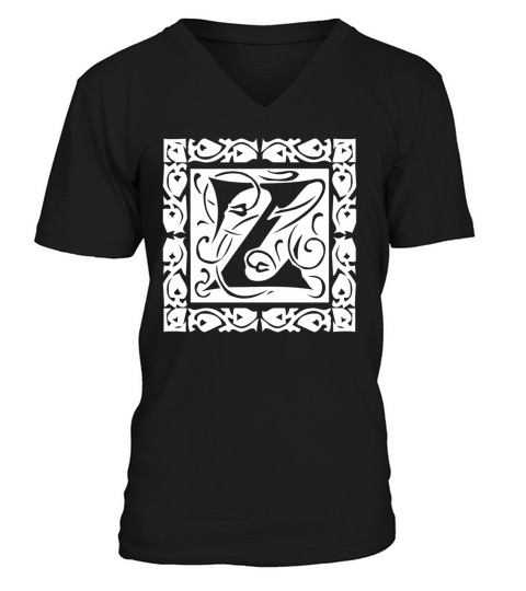 Z Capital Letter Initial Monogram Alphabet Name V-Neck T-shirt