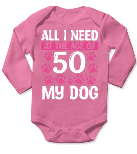 50 Year Old Dog Mom Dog Dad 50th Birthday Long Sleeve Baby One-Piece
