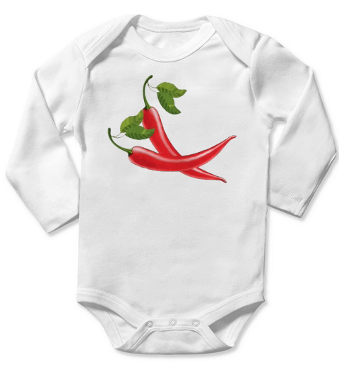 Big Red Jalapeno Chili Hot Peppers T Shirt Long Sleeve Baby One-Piece