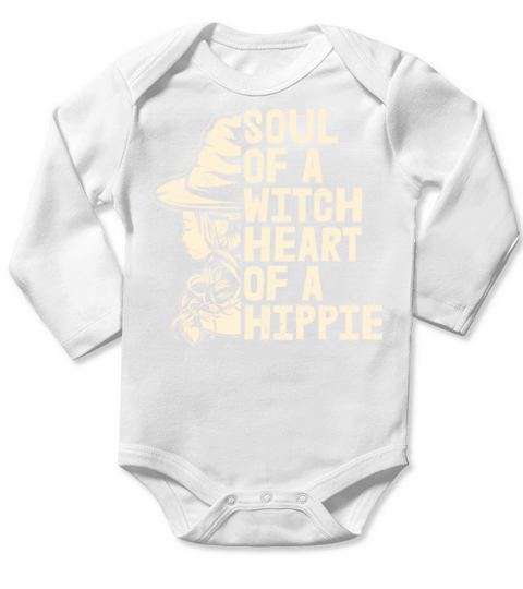 Design Of A Witch Heart Of A Hippie Long Sleeve Baby One-Piece