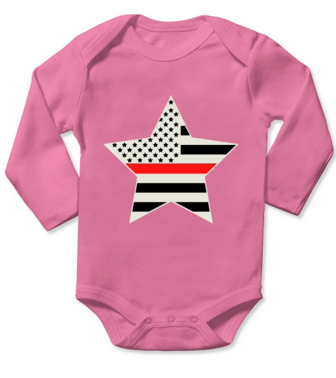 Firefighter star Black Flag Red Line Long Sleeve Baby One-Piece