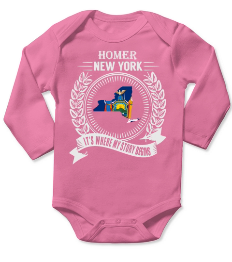 Homer new york its where my story begins Long Sleeve Baby One-Piece