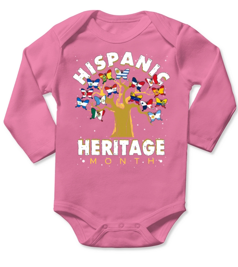 National Hispanic Heritage Month Butterfly Flags Long Sleeve Baby One-Piece