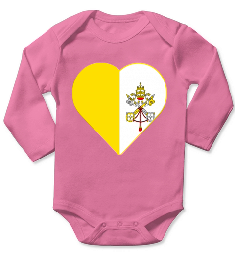 Vatican City Flag Heart - Baby Onesie Long Sleeve Baby One-Piece