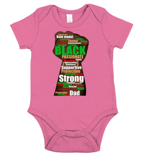 Black Dad wordcloud art Fathers Day TShirt African American Short Sleeve Baby One-Piece