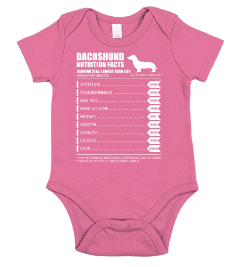 Dachshund Nutrition Facts Short Sleeve Baby One-Piece