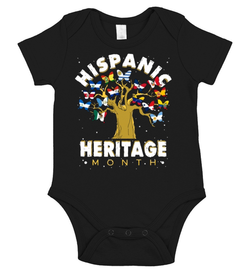 National Hispanic Heritage Month Butterfly Flags Short Sleeve Baby One-Piece