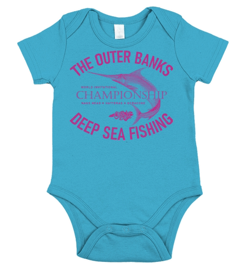 Outer Banks Deep Sea Fishing OBX Vintage Fuchsia Short Sleeve Baby One-Piece