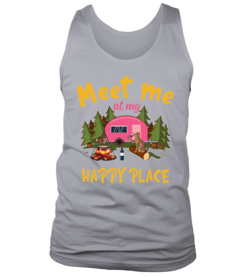 Meet Me At My Happy Place Funny Camping Cat Lady Tank Top Unisex