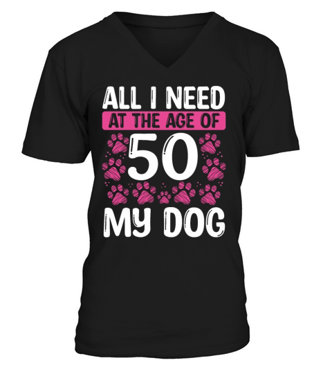 50 Year Old Dog Mom Dog Dad 50th Birthday V-Neck T-shirt