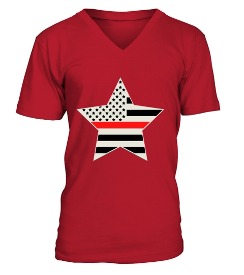 Firefighter star Black Flag Red Line V-Neck T-shirt