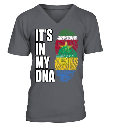 Surinamese And Gabonese Vintage Heritage DNA Flag V-Neck T-shirt