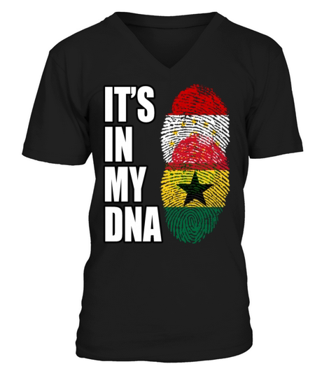 Tajikistani And Ghanaian Vintage Heritage DNA Flag V-Neck T-shirt