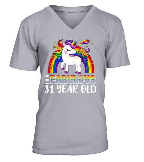 Unicorn Age 31 Years Gay Pride LGBT Pride Month V-Neck T-shirt