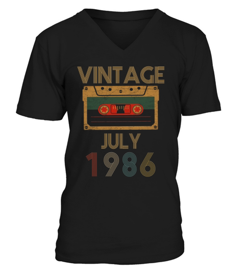 Vintage July 1986 V-Neck T-shirt