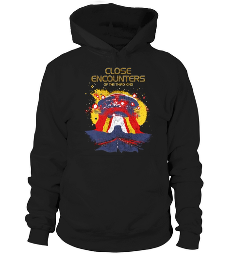 Close Encounters Simplified Color UFO with Logo Distressed Hoodie Unisex
