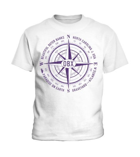 OBX Nautical Compass Outer Banks Vintage Purple Kids T-Shirt