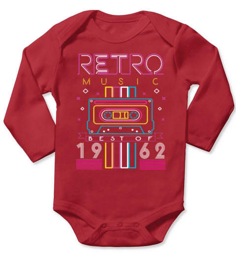 Best Of 1962 Retro Cassette Vintage Birthday Long Sleeve Baby One-Piece
